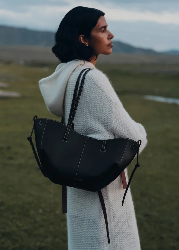 Cyme Mini Edition Textured Black with Ecru Stitching