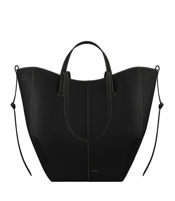 Cyme Tote Edition Textured Black with Ecru Stitching