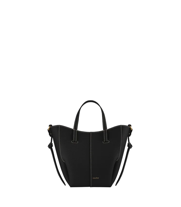 Cyme Tote Nano Edition Textured Black with Ecru Stitching