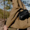Mokki Mini Edition Textured Black with Ecru Stitching