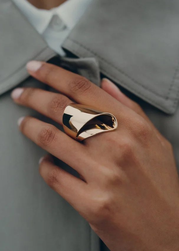 Éole Draped Ring Edition 24 carat gold gilded
