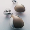 Ormé Earrings Edition Silver in rhodium with Taupe Leather