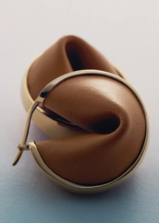 Ormé Hoop Earrings Edition Gold Gilded with Camel Leather