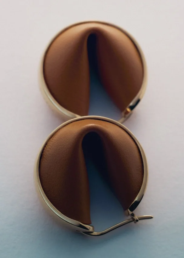 Ormé Hoop Earrings Edition Gold Gilded with Camel Leather