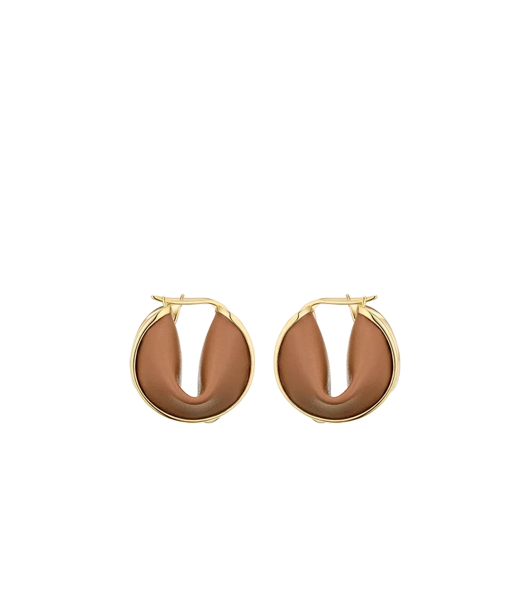 Ormé Hoop Earrings Edition Gold Gilded with Camel Leather