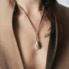 Ormé Pendant Edition Silver in rhodium with Taupe Leather